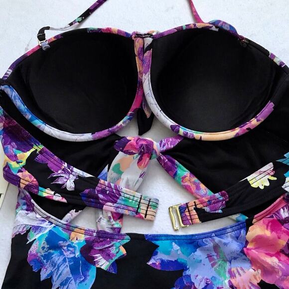Bar III NWT Cut Out Floral Swimwear Women L - Picture 7 of 11